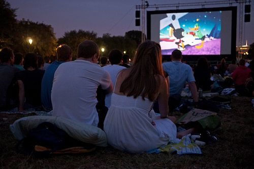 Movie on the lawn in Suwanee