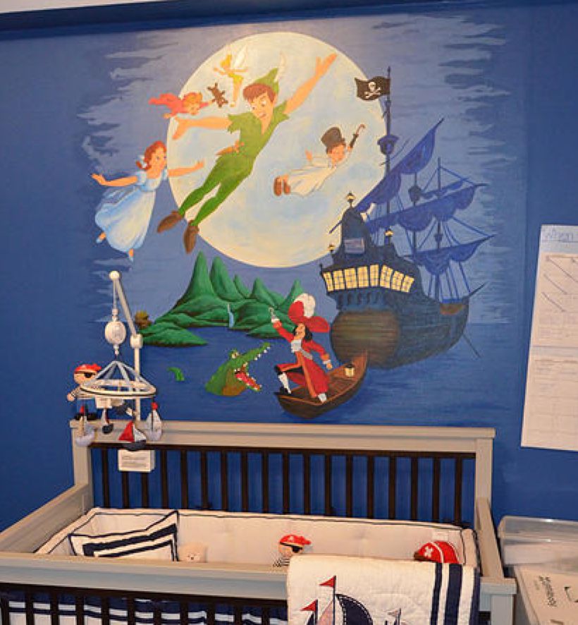 Peter Pan mural for a baby boy's nursery