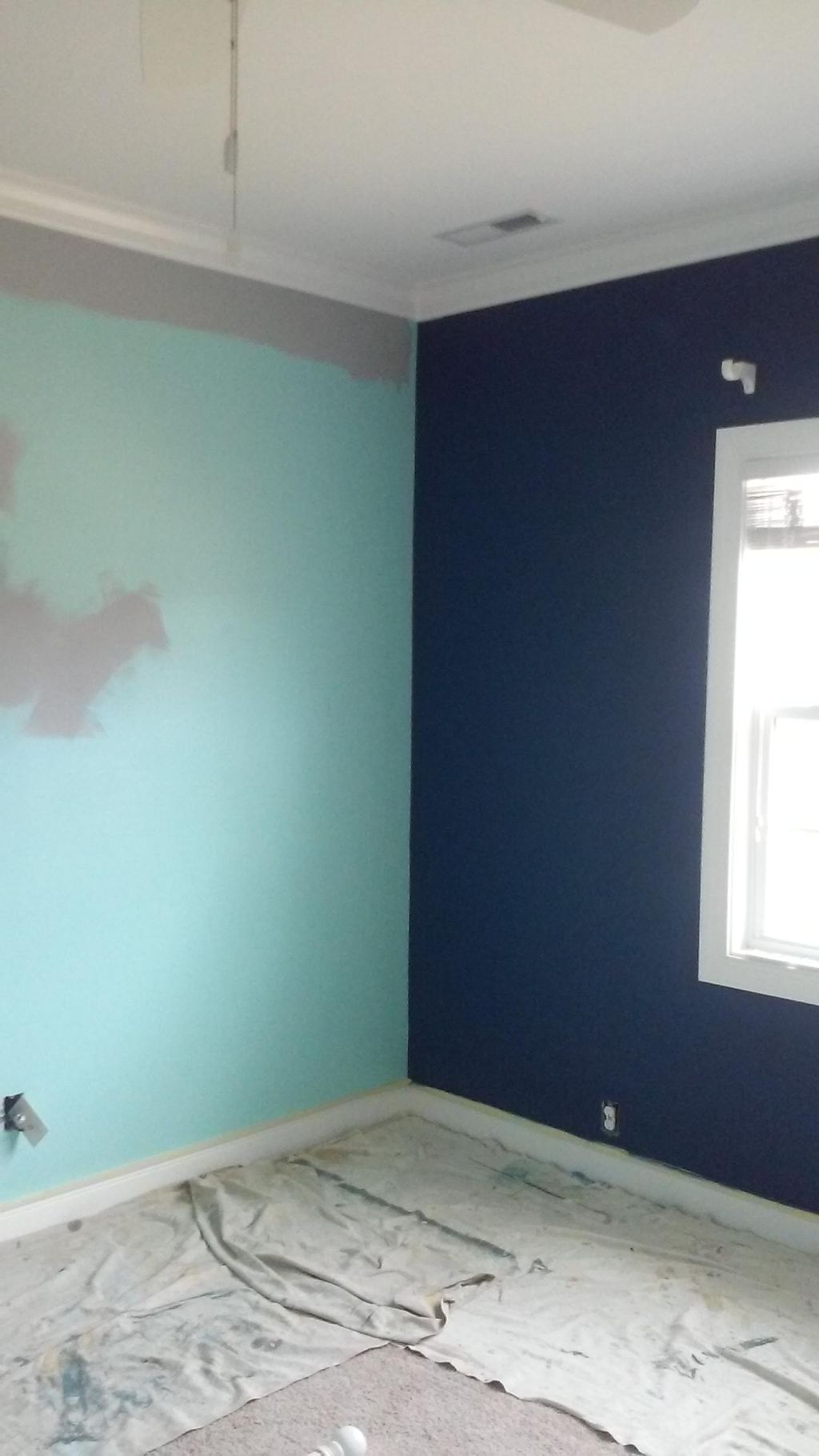 in process,with accent wall  