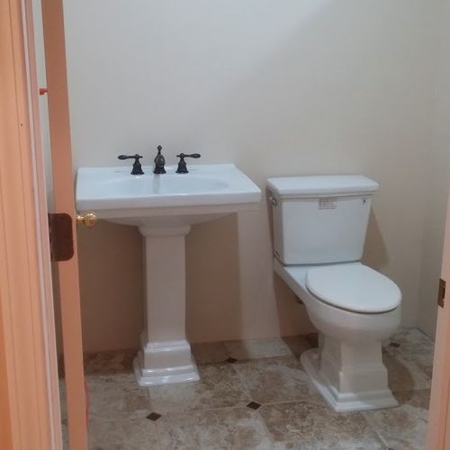 custom bathroom, new fixtures tile.
In finished ba
