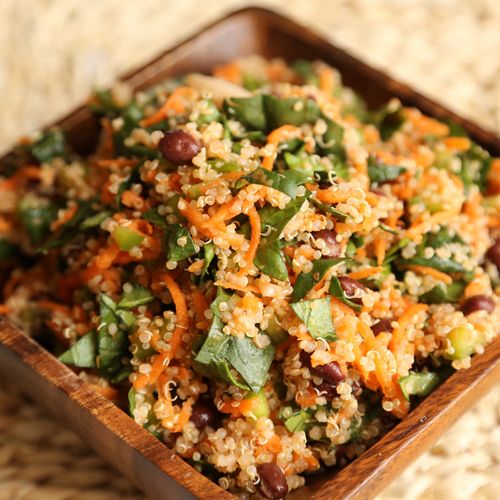 Cayenne-quinoa veggie bowl with a lime and cumin d