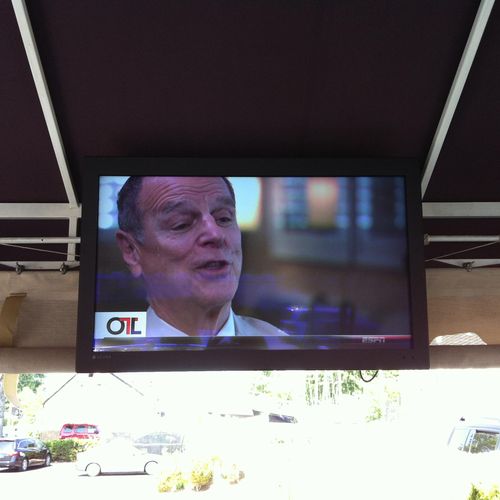 40" Outdoor TV mounted. Able to stay outside all y