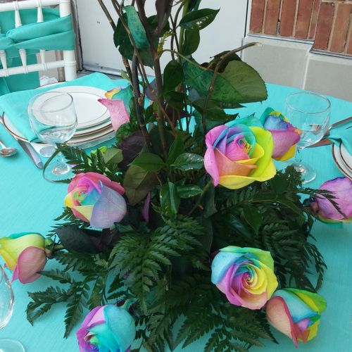 Beautiful table setting and custom created flowers