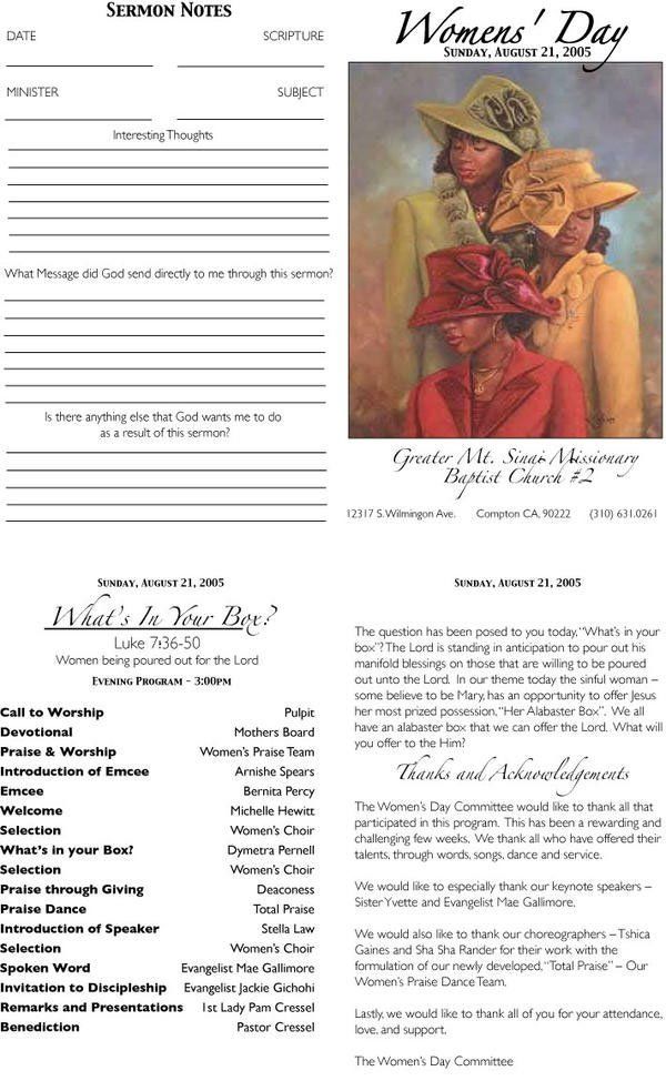 Women's Day Church Program 
(Original illustration