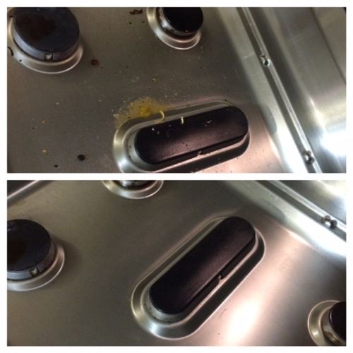 Stainless steel stove-top, before and after proper