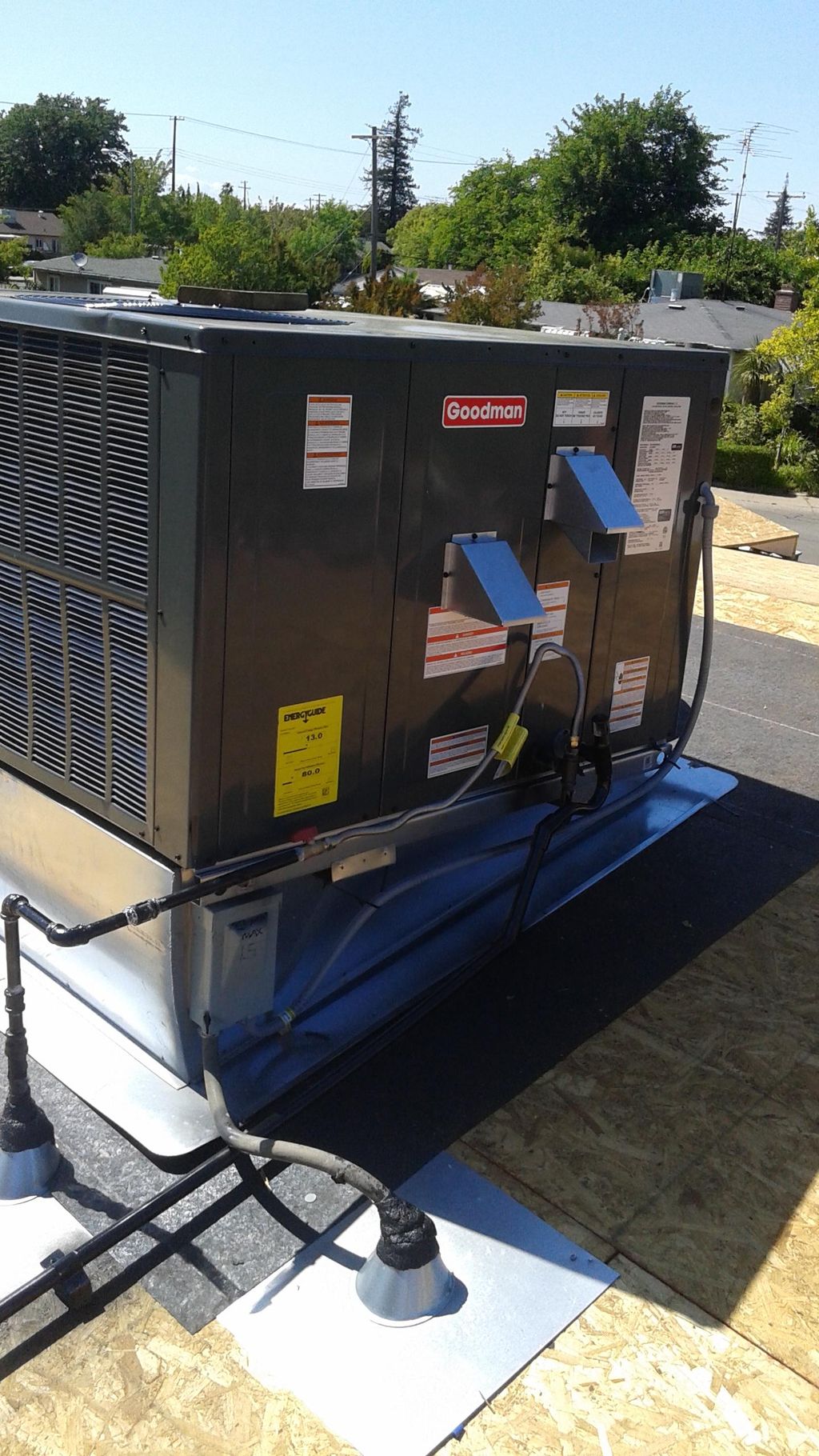 3 ton package unit install on rooftop of a home re