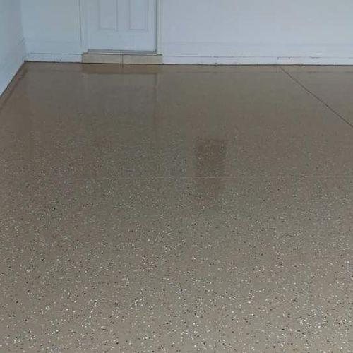 garage floor resurfaced with a 2 part epoxy floor 