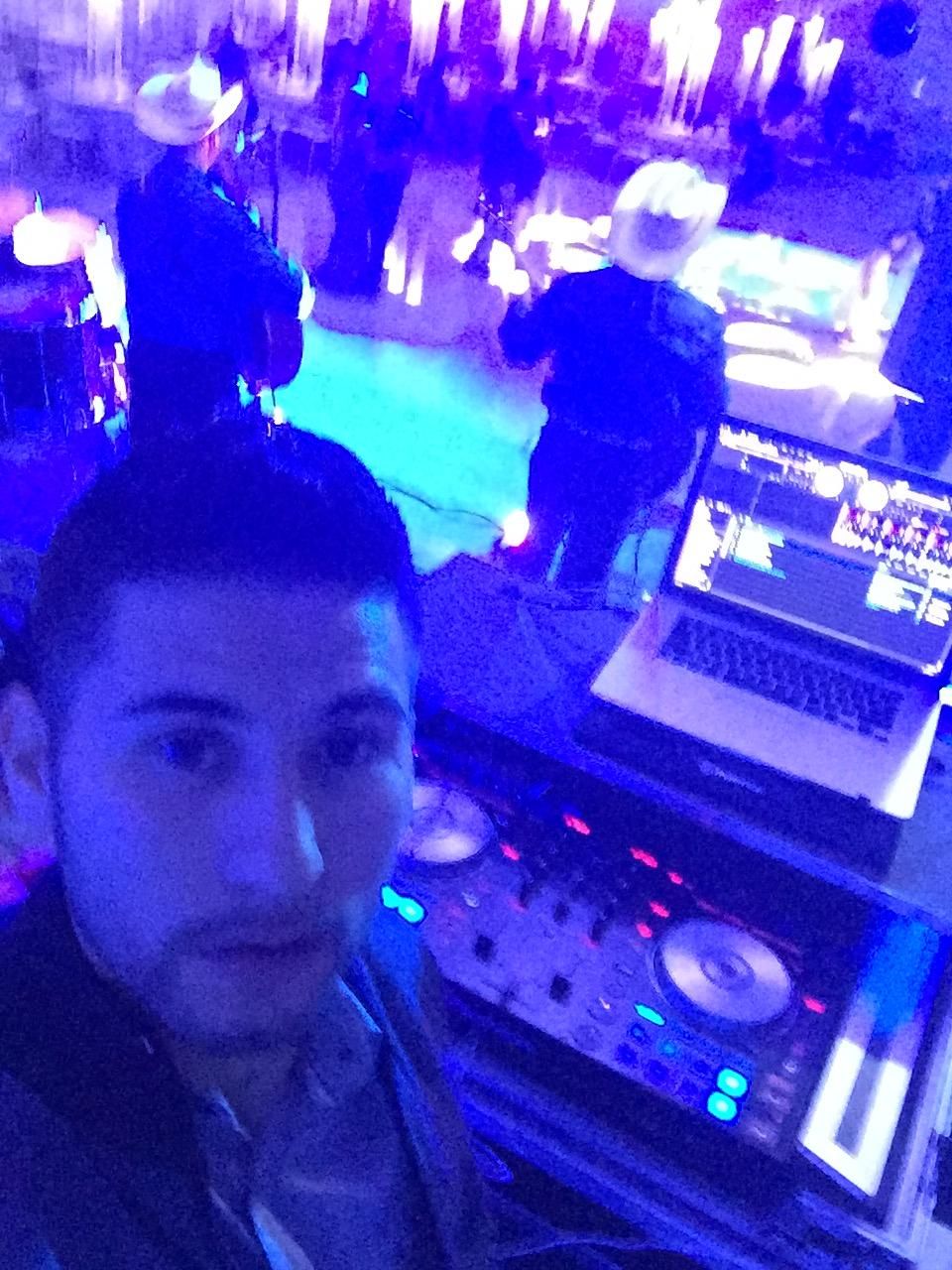 Behind the booth. band was playing then.