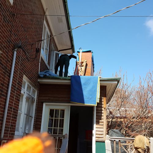 Hoisting furniture off roof customer built add on 