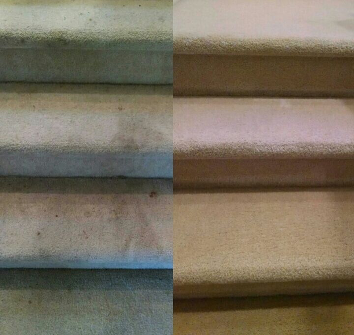 Before and after of residential carpeted stairs