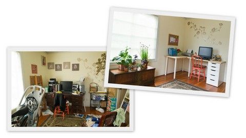 Before and after of a home office in Beaverton.