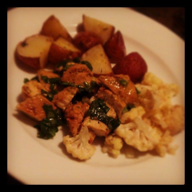 Basil lime chicken, parmesan baked cauliflower, ro
