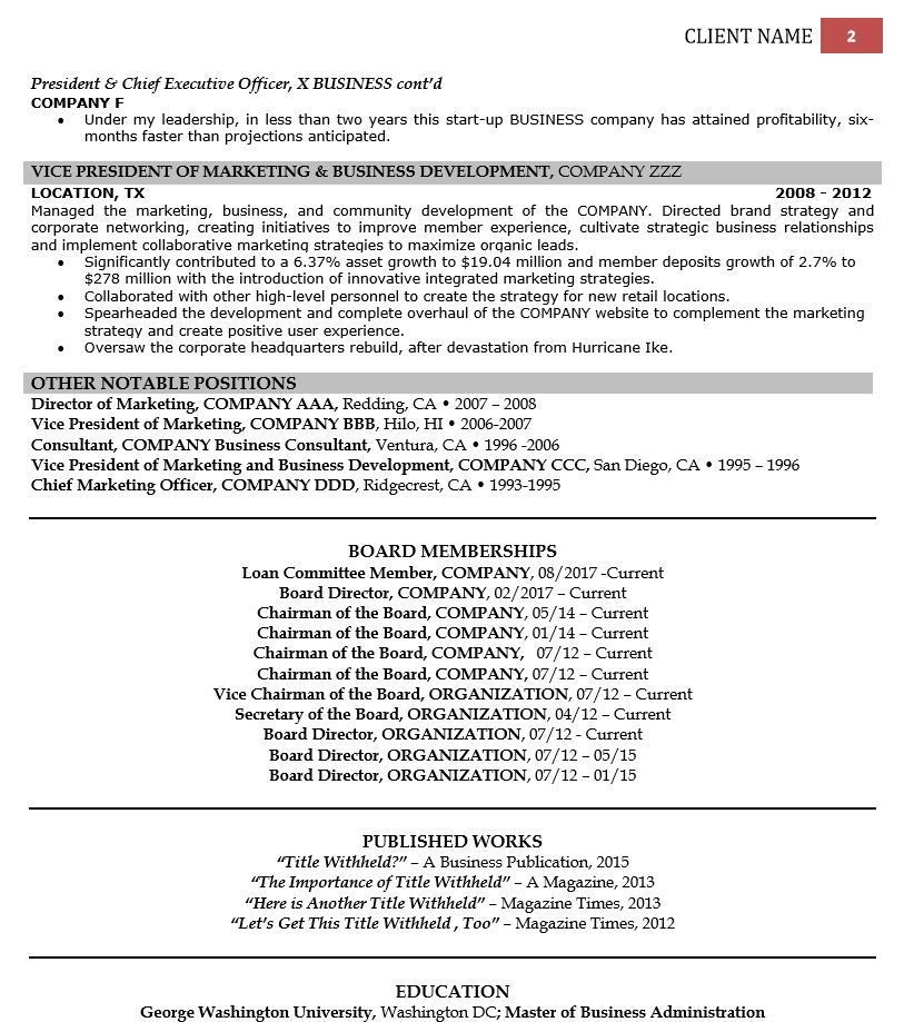 Executive/C-Suite Resume Page 2