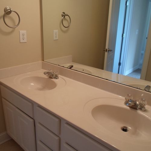 Cleaned master bath with double sinks