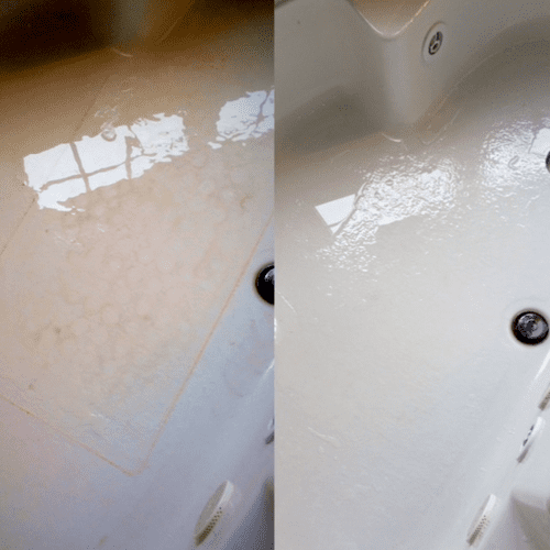 Before and after of a jacuzzi tub - restored to it