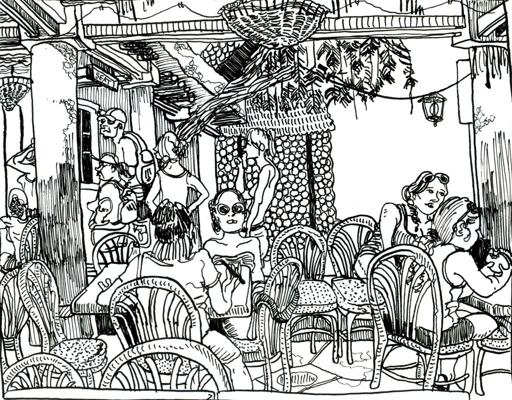 On-site drawing done in Disney's Harambe Village, 