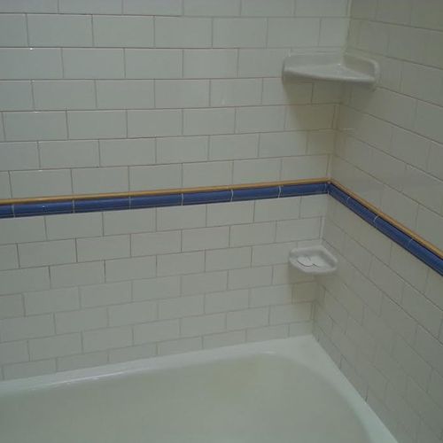 3 wall Subway tile with border shower tub