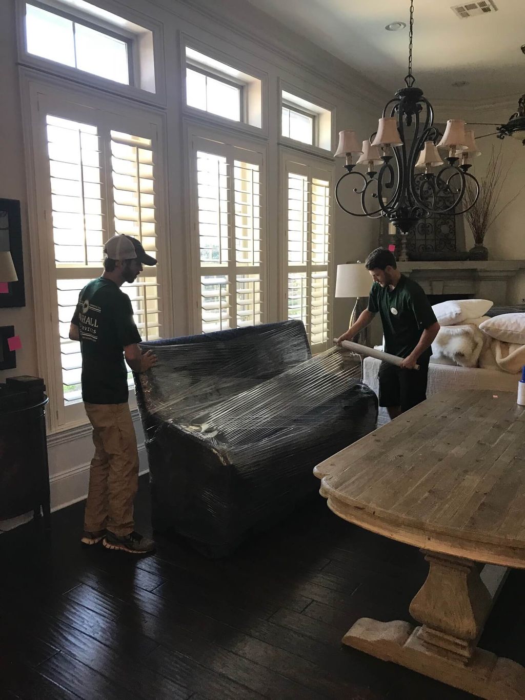 Wrapping furniture to protect it from scratches