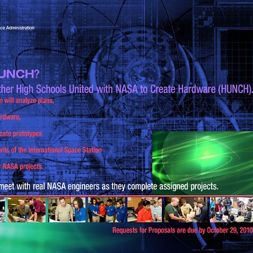 Flyer designed for NASA program called HUNCH.