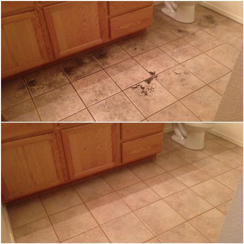 Before and After of tile and grout cleaning