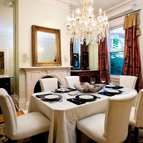 Heritage Home dining room. Mix of contemporary & t