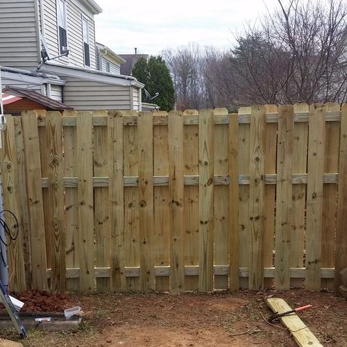 Install of partial 6 ft. wood privacy fence