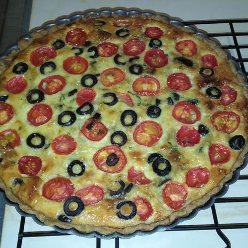 Roasted Eggplant Tomato and Olive Quiche