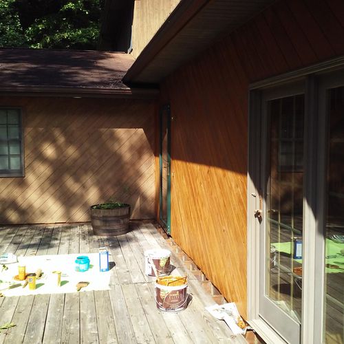 Firt coat of Stain on Cabin