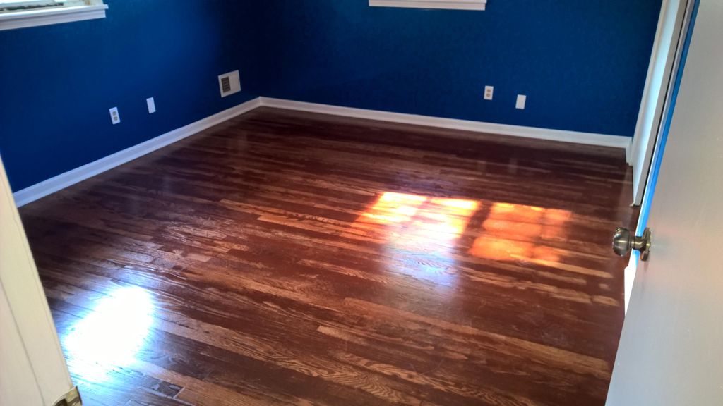 Two coats of floor varnish.