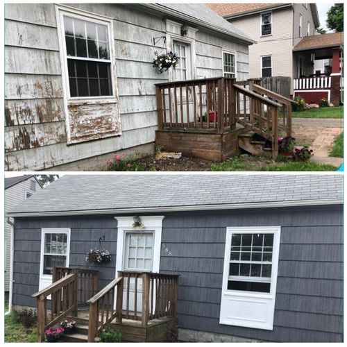 Before and after picture! House pressured washed a