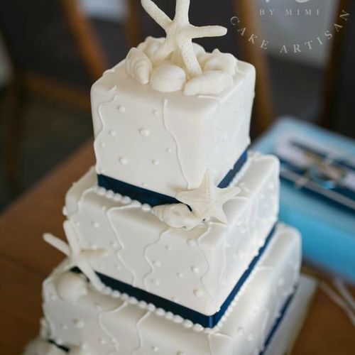 Nautical Wedding Cake - Fondant covered cake with 