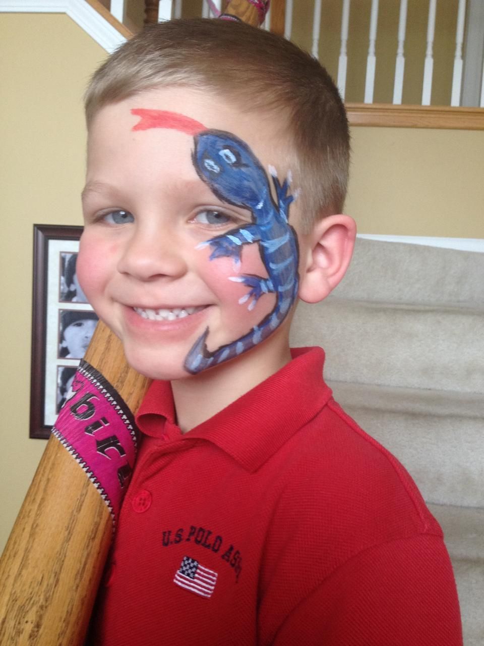 Half face blue lizard