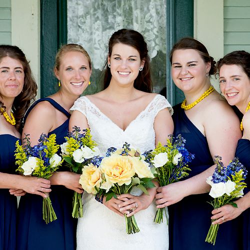 Bridal Party, Blue and Yellow, Formal Portrait, Po