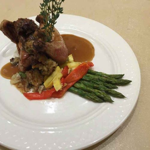 cornish hen with roasted asparagus