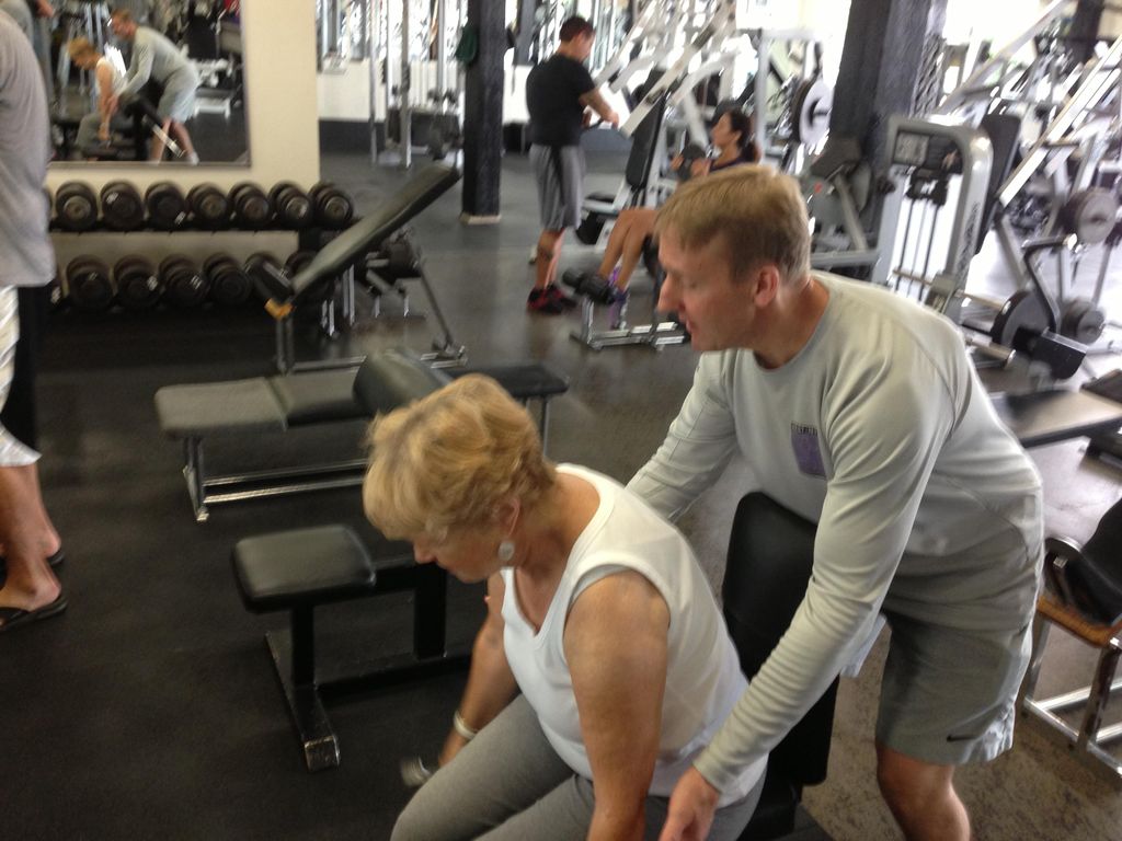 Spotting a client with bent over laterals.  Great 