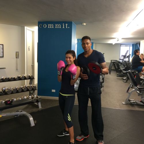 Me and my client during our boxing training sessio