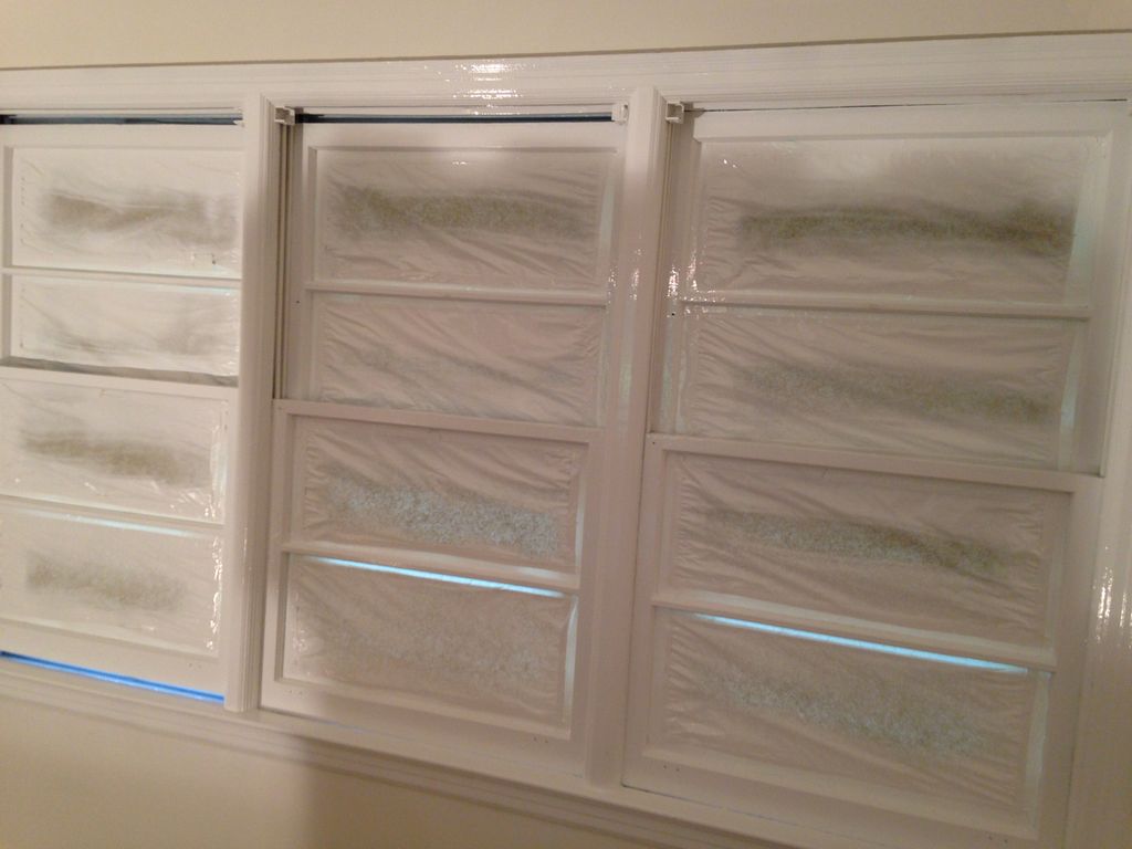 spraying windows, and trim.