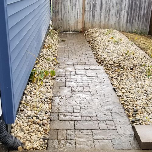 Paver walkway and garden beds