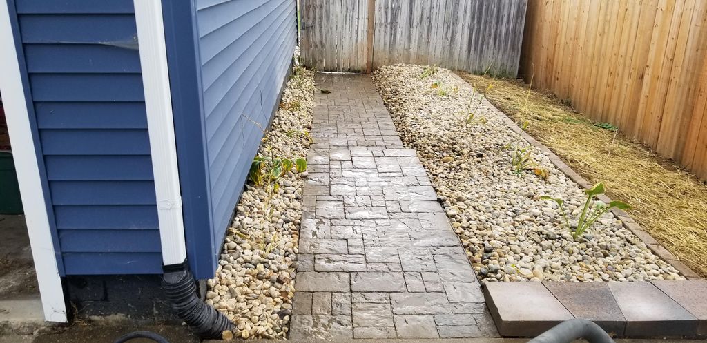 Paver walkway and garden beds