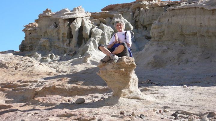 Lotus pose at the Trona Pinnacles, CA