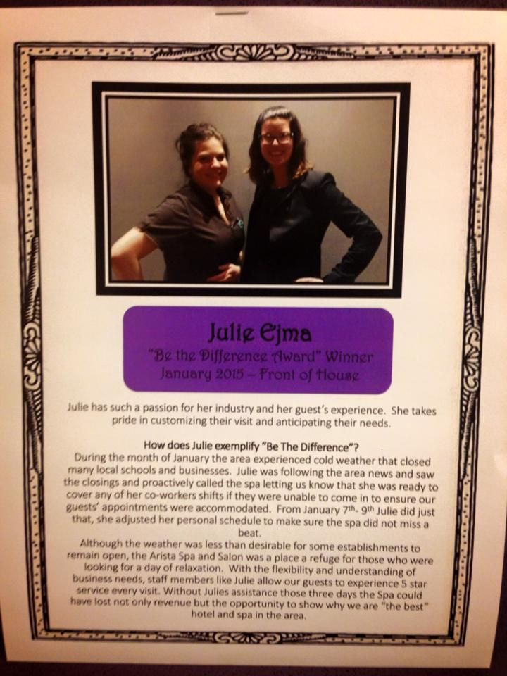 Recently awarded front of house employee of the mo