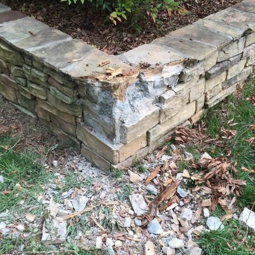 Stone Wall Repair  - Before