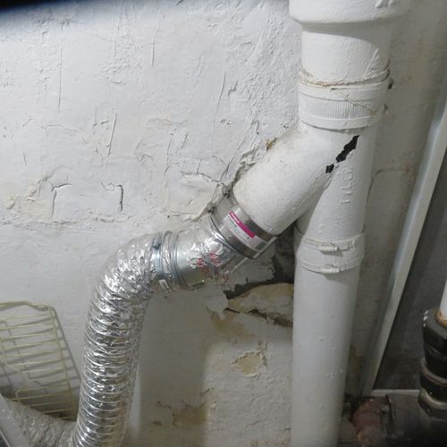 Gas dryer vent dangerously connected to waste line