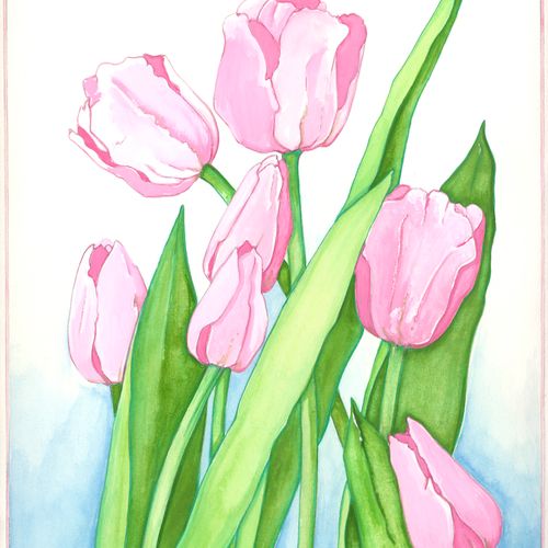 Watercolor tulips, Image used on UNICEF card