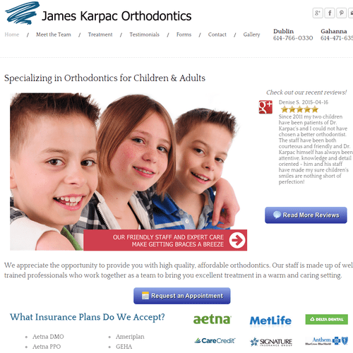 Website designed for James Karpac Orthodontics in 