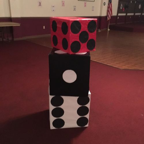 Dice boxes for casino birthday party 