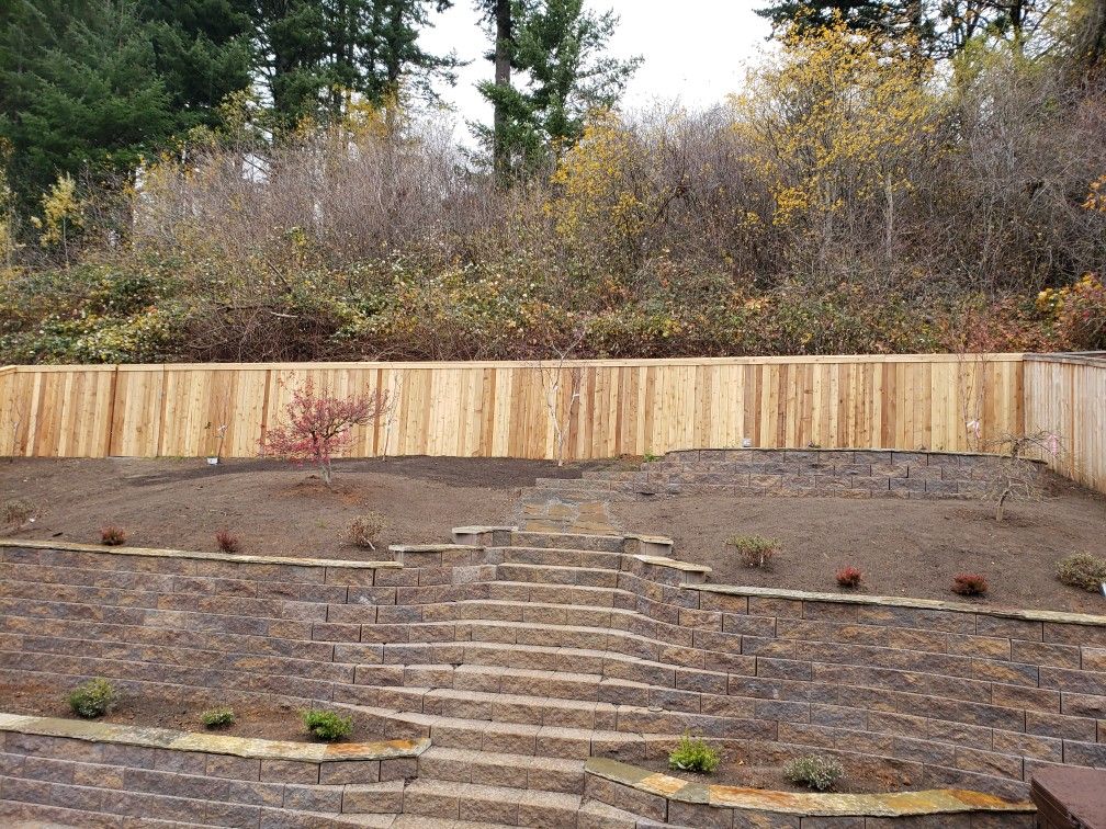 Stairs leading to upper patio.