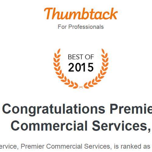 We've been awarded the Thumbtack Best of 2015 Awar