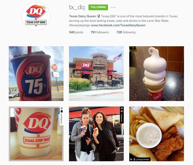 Instagram account management for Texas Dairy Queen
