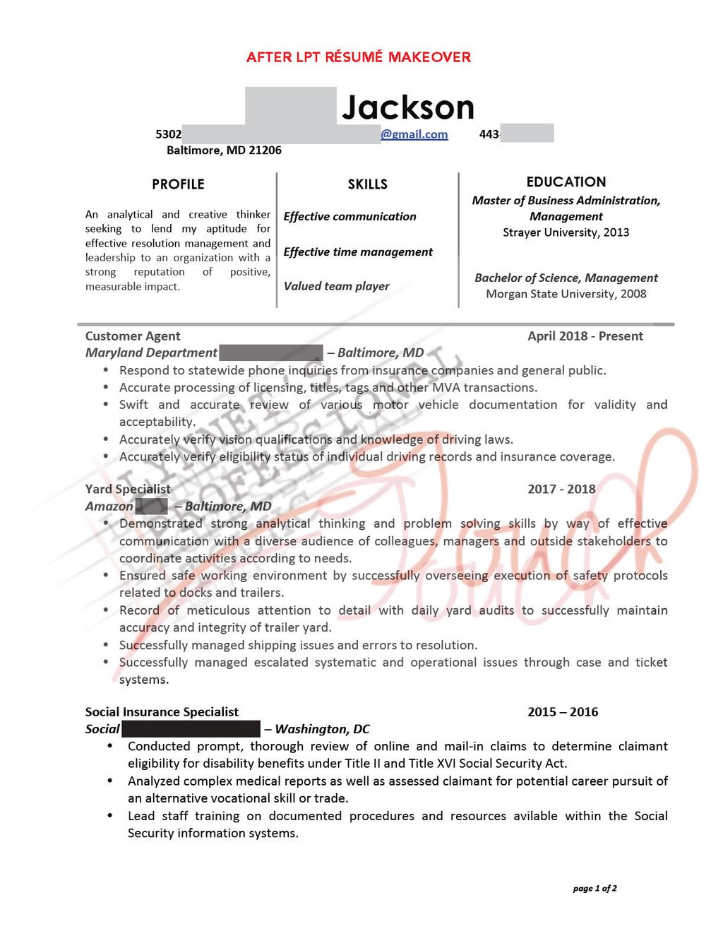 Résumé Makeover Sample - AFTER